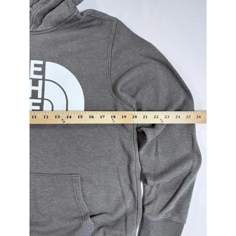 The North Face Mens Gray Logo Hoodie Fleece Pullover Streetwear Y2K Small